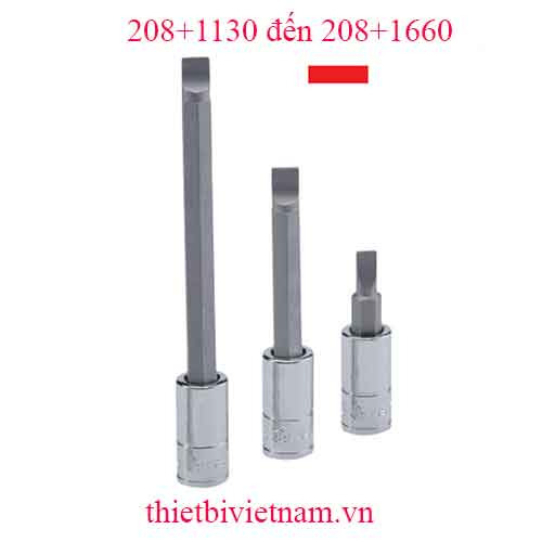 ĐẦU KHẨU 1/4 INCH ĐẦU VÍT 2 CẠNH HÃNG GENIUS MODEL 208+1130 đến 208+1660
