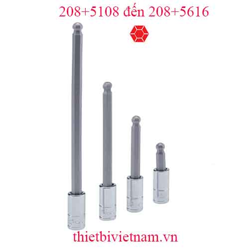 ĐẦU KHẨU 1/4 INCH ĐẦU VÍT ĐẦU BI HỆ INCH HÃNG GENIUS MODEL 208+5108 đến 208+5616