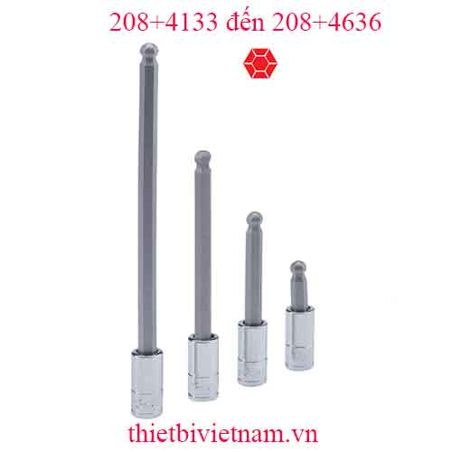 ĐẦU KHẨU 1/4 INCH ĐẦU VÍT ĐẦU BI HỆ MÉT HÃNG GENIUS MODEL 208+4133 đến 208+4636
