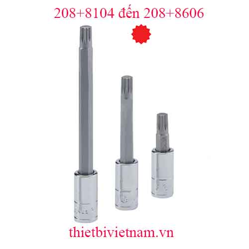 ĐẦU KHẨU 1/4 INCH ĐẦU VÍT HÌNH SAO 12 ĐỈNH HÃNG GENIUS MODEL 208+8104 đến 208+8606