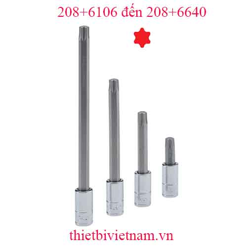  ĐẦU KHẨU 1/4 INCH ĐẦU VÍT HÌNH SAO 6 ĐỈNH HÃNG GENIUS MODEL 208+6106 đến 208+6640