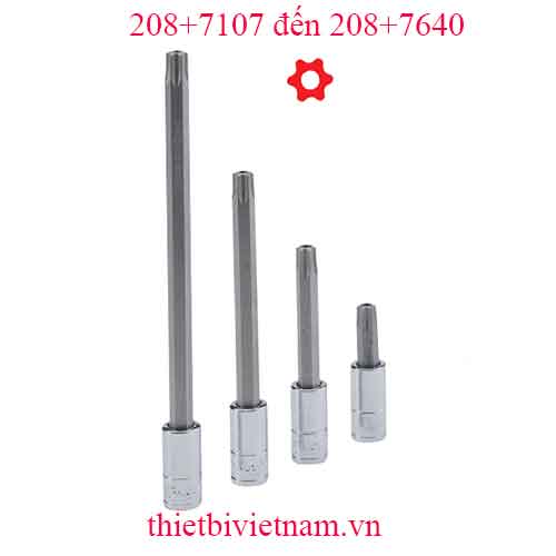 ĐẦU KHẨU 1/4 INCH ĐẦU VÍT HÌNH SAO LỖ 6 ĐỈNH HÃNG GENIUS MODEL 208+7107 đến 208+7640