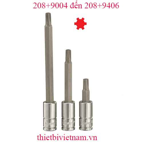 ĐẦU KHẨU 1/4 INCH ĐẦU VÍT HÌNH THEN 6 ĐỈNH HÃNG GENIUS MODEL 208+9004 đến 208+9406