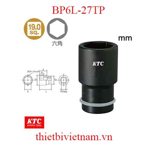Đầu khẩu 3/4 inch dùng cho súng vặn ốc dài 100mm KTC BP6L-27TP