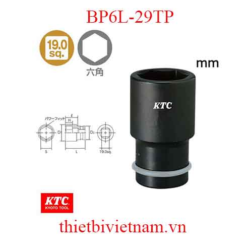 Đầu khẩu 3/4 inch dùng cho súng vặn ốc dài 100mm KTC BP6L-29TP