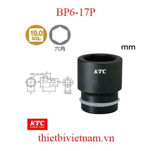 Đầu khẩu 3/4 inch loại 6 cạnh dùng cho súng vặn ốc KTC BP6-17P