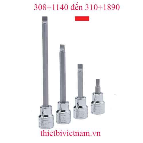 ĐẦU KHẨU 3/8 ĐẦU TUA VÍT 2 CẠNH HÃNG GENIUS MODEL 308+1140 đến 310+1890