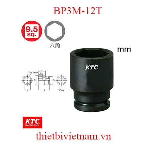 Đầu khẩu 3/8 inch dài 34 mm KTC BP3M-12T