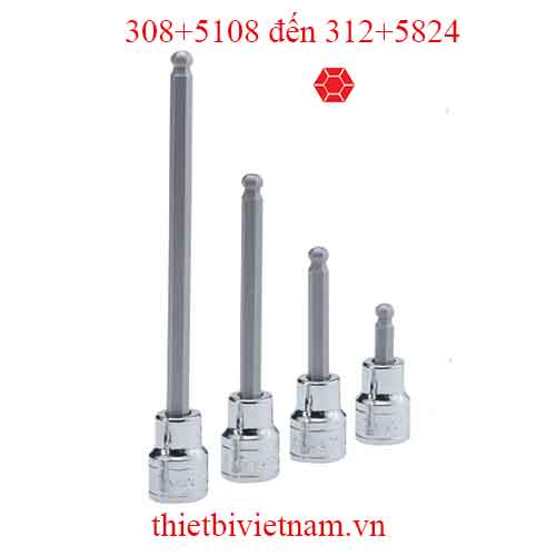 ĐẦU KHẨU 3/8 INCH ĐẦU VÍT ĐẦU BI HỆ INCH HÃNG GENIUS MODEL 308+5108 đến 312+5824