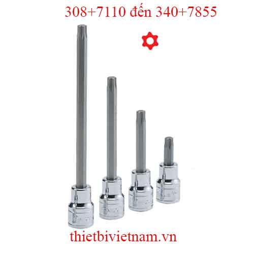 ĐẦU KHẨU 3/8 INCH ĐẦU VÍT HÌNH SAO LỖ 6 ĐỈNH HÃNG GENIUS MODEL 308+7110 đến 340+7855