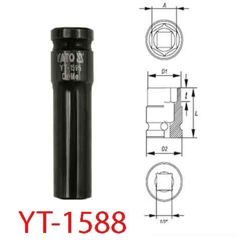 Đầu khẩu dài chống trượt  10mm YATO YT-1588