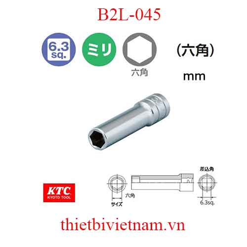 Đầu khẩu dài vặn ốc 1/4 inch dài 50 mm KTC B2L-045