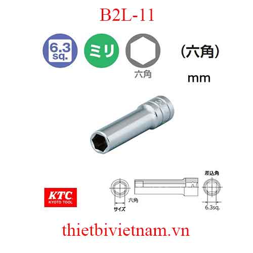 Đầu khẩu dài vặn ốc 1/4 inch dài 50 mm KTC B2L-11