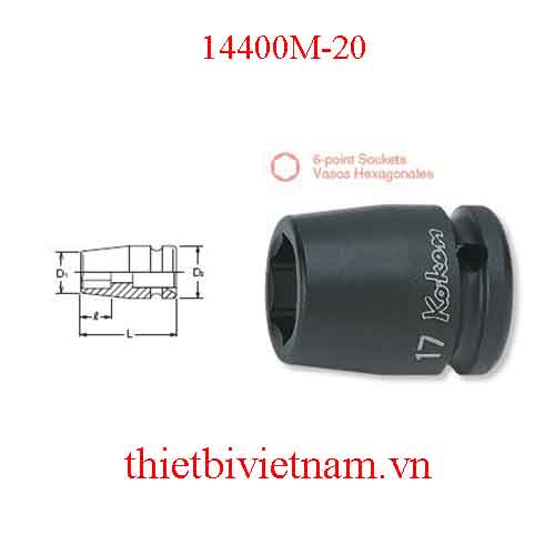 Đầu khẩu loại 1/2 inch dài 38mm hãng Koken 14400M-20