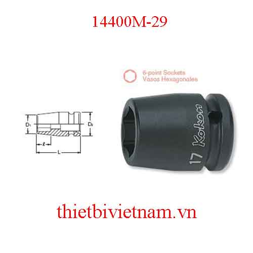 Đầu khẩu loại 1/2 inch dài 42mm hãng Koken 14400M-29