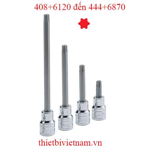 ĐẦU KHẨU, TUÝP 1/2 ĐẦU VÍT HÌNH SAO 6 ĐỈNH HÃNG GENIUS MODEL 408+6120 đến 444+6870