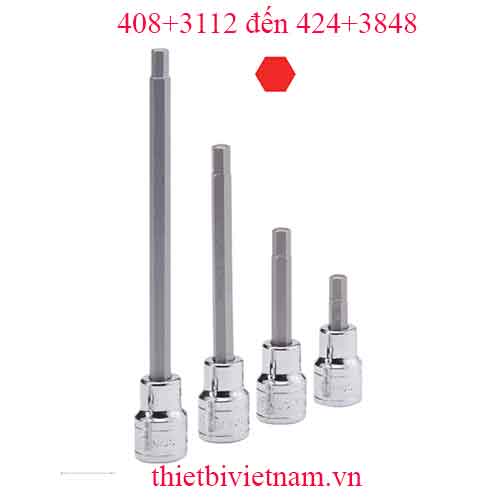 ĐẦU KHẨU TUÝP 1/2 ĐẦU VÍT LỤC GIÁC HỆ INCH HÃNG GENIUS MODEL 408+3112 đến 424+3848