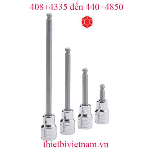 ĐẦU KHẨU, TUÝP 1/2 INCH ĐẦU VÍT ĐẦU BI HỆ MÉT HÃNG GENIUS MODEL 408+4335 đến 440+4850