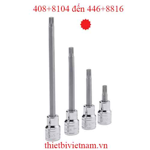 ĐẦU KHẨU, TUÝP 1/2 INCH ĐẦU VÍT HÌNH SAO 12 ĐỈNH HÃNG GENIUS MODEL 408+8104 đến 446+8816