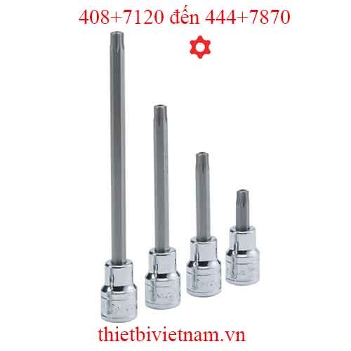 ĐẦU KHẨU, TUÝP 1/2 INCH ĐẦU VÍT HÌNH SAO LỖ 6 ĐỈNH HÃNG GENIUS MODEL 408+7120 đến 444+7870