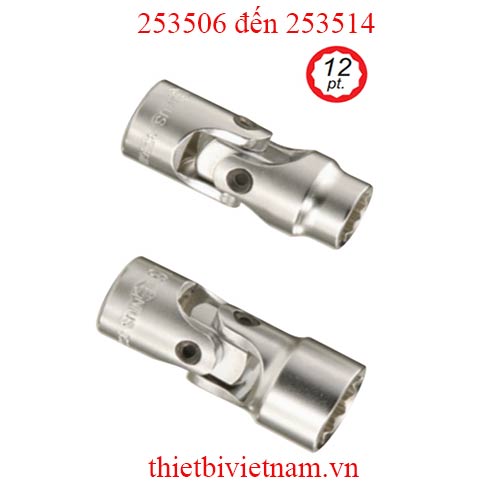 ĐẦU KHẨU, TUÝP LẮC LÉO 1/4 INCH HỆ MÉT 12 CẠNH HÃNG GENIUS MODEL 253506 đến 253514