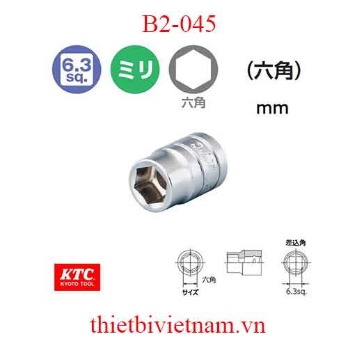 Đầu khẩu vặn ốc 1/4 inch KTC B2-045