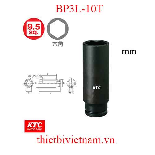 Đầu khẩu vặn ốc 3/8 inch loại dài 55 mm KTC BP3L-10T