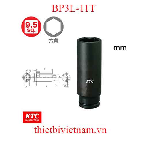 Đầu khẩu vặn ốc 3/8 inch loại dài 55 mm KTC BP3L-11T