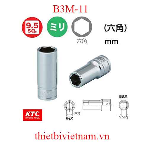 Đầu khẩu vặn ốc 6 cạnh KTC B3M-11