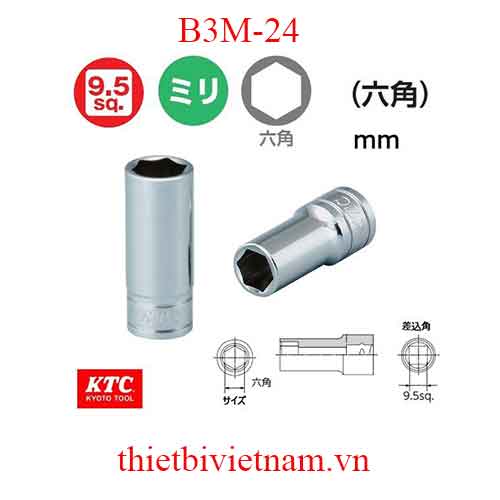 Đầu khẩu vặn ốc 6 cạnh KTC B3M-24