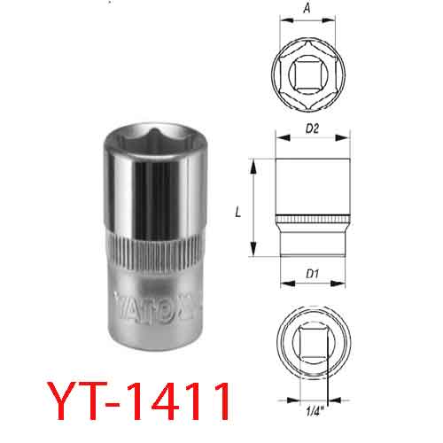 Đầu tuýp loại ngắn 12mm 1/4