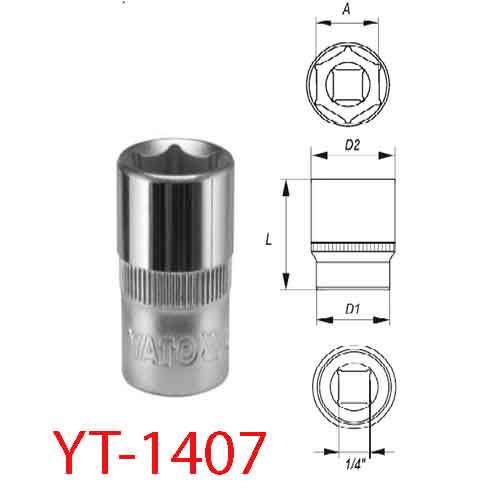 Đầu tuýp loại ngắn  8mm 1/4