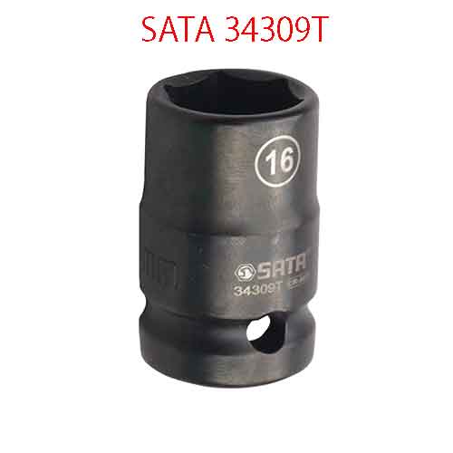 Đầu tuýp lục giác đen 1/2 inch thành mỏng cỡ 16mm SATA 34309T