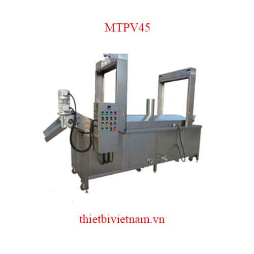 Dây chuyền máy chiên băng tải cá tẩm bột, chiên gà, tôm, mực...MTPV45