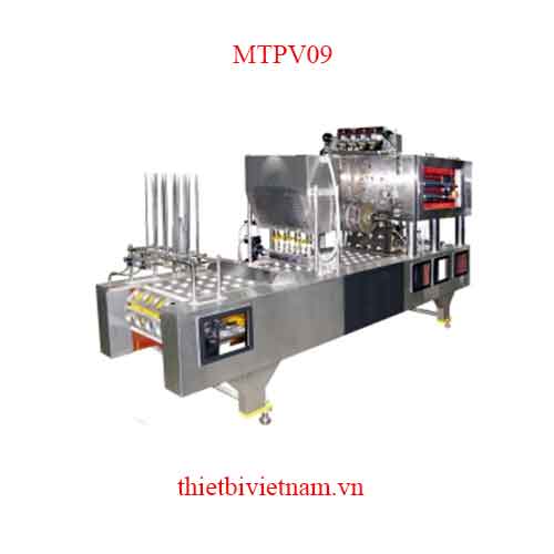 Dây chuyền máy chiết rót định lượng, máy ép hủ, dán miệng hộp nhựa, ly cốc, khay tự động MTPV09