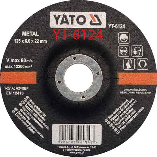 Đĩa mài kim loại 125X6X22mm YATO YT-6124