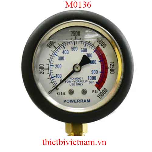 Đồng hồ áp suất dầu thủy lực đường kính ngoài 100mm Powerram M0136