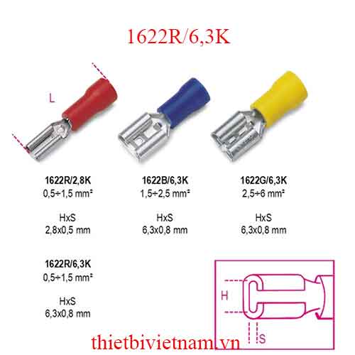 FEMALE SPADE TERMINALS 100PC BETA MODEL 1622R/6,3K