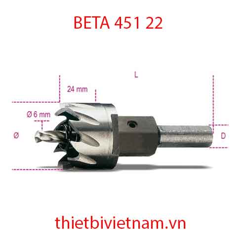 HOLE CUTTERS HSS ENTIRELY GROUND BETA MODEL 451 22