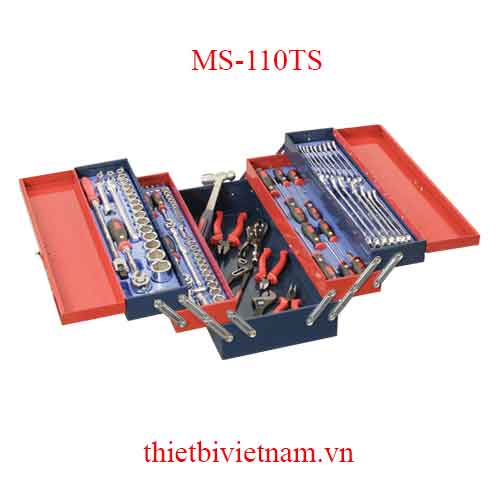 HỘP DỤNG CỤ SỬA CHỮA 110 CHI TIẾT 1/4, 3/8, 1/2 HỆ MÉT GENIUS MS-110TS