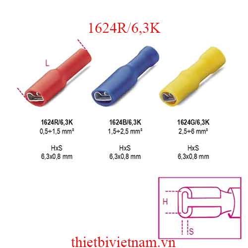 INSUL.FEMALE TERMINALS 100PC BETA MODEL 1624R/6,3K