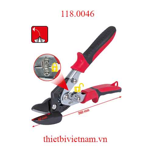 Kéo cắt kim loại 260 mm KS Tools 118.0046 cắt tay trái