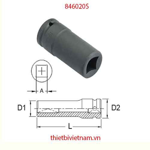 KHẨU 1 INCH LOẠI ĐẦU VUÔNG DÙNG THÁO LẮP BU LÔNG Ở BÁNH XE Ô TÔ HÃNG GENIUS MODEL 846020S