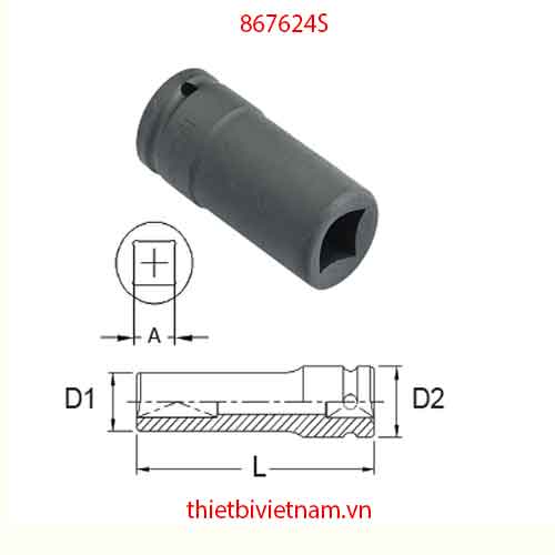 KHẨU 1 INCH LOẠI ĐẦU VUÔNG DÙNG THÁO LẮP BU LÔNG Ở BÁNH XE Ô TÔ HÃNG GENIUS MODEL 867624S