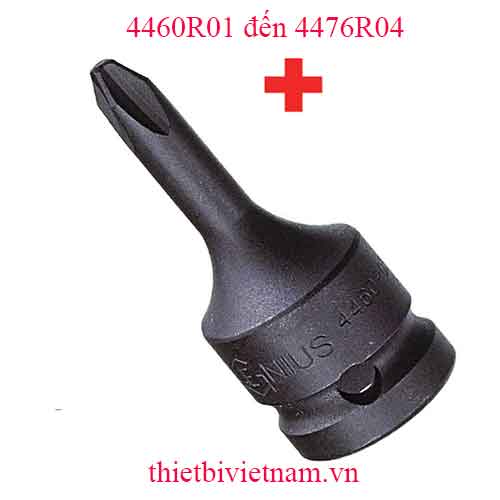 KHẨU 1/2 INCH ĐẦU VÍT 4 CẠNH HÃNG GENIUS MODEL 4460R01 đến 4476R04