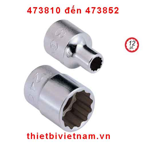 KHẨU 1/2 INCH HỆ INCH LỖ 12 CẠNH HÃNG GENIUS MODEL 473810 đến 473852