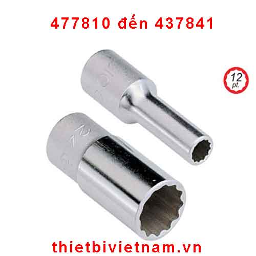 KHẨU 1/2 INCH LOẠI DÀI HỆT INCH LỖ 12 CẠNH HÃNG GENIUS MODEL 477810 đến 437841