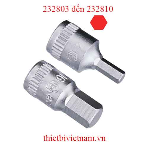 KHẨU 1/4 INCH ĐẦU TUỐC NƠ VÍT LỤC GIÁC HỆ MÉT HÃNG GENIUS MODEL 232803 đến 232810