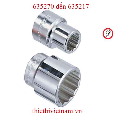 KHẨU 3/4 INCH HỆ MÉT LỖ 12 CẠNH HÃNG GENIUS MODEL 635270 đến 635217