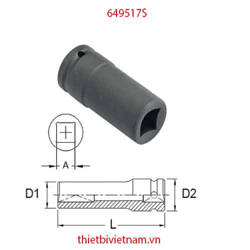 KHẨU 3/4 INCH LOẠI ĐẦU VUÔNG DÙNG THÁO LẮP BU LÔNG Ở BÁNH XE Ô TÔ HÃNG GENIUS MODEL 649517S